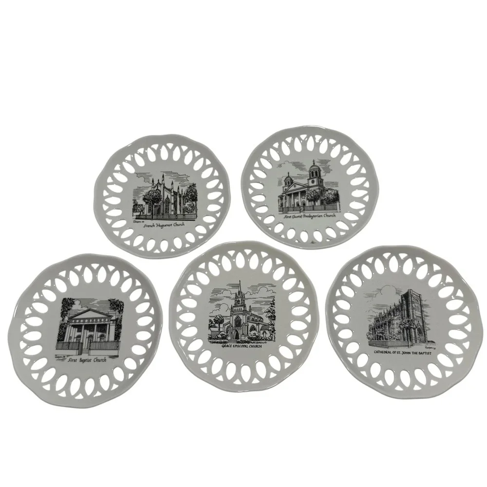 Vintage Christmas in Charleston SC Churches Collector Plates Set of 5 China Hall